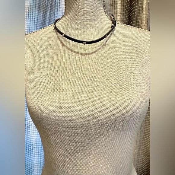 BCBG Max Azria Black Leather Choker Crystal Clovers Chain R $59 - Picture 4 of 8